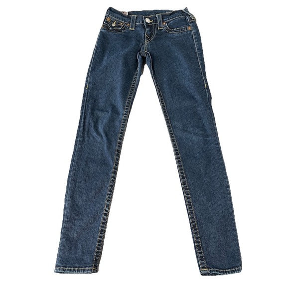 True Religion Denim - True Religion Jeans Womens 25 Blue Misty Skinny Stretch Denim Made in USA Flap